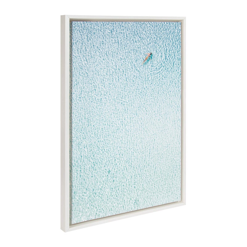 DesignOvation Sylvie Woman Floating Framed Canvas by Amy Peterson, 23x33 White, Calming Colorful Wall Decor for Living Room, Bedroom, Office, Or Entryway - Image 2